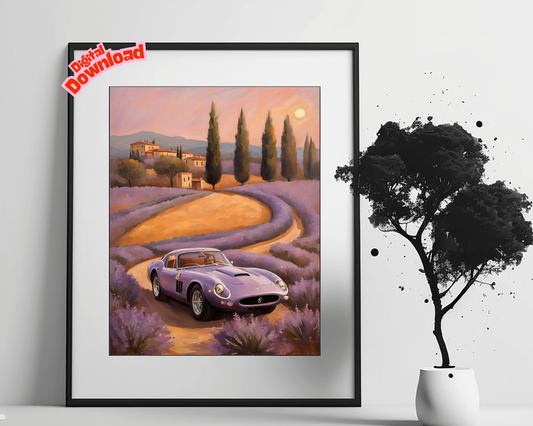 AquilVision Dreamy Landscape Canvas Print with Vintage Car AquilVision