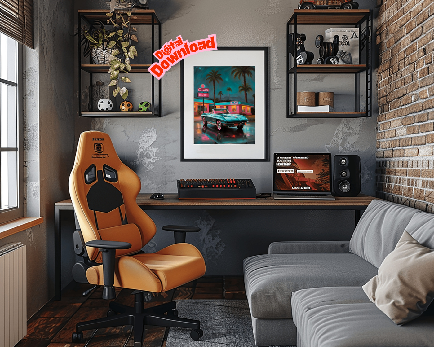 AquilVision Neon Night Scene Wall Art Instant Download AquilVision