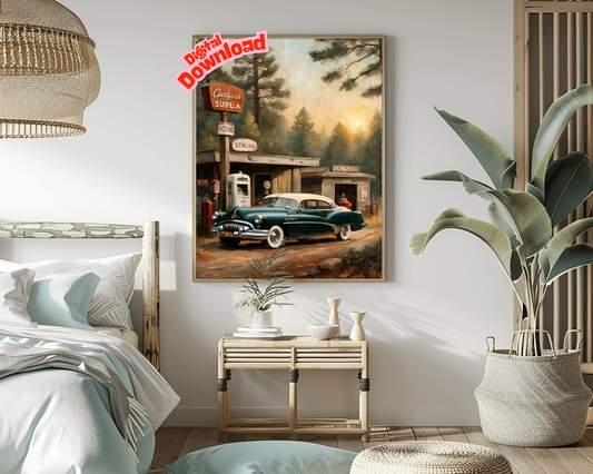 AquilVision 1950s Retro Car Wall Art Digital Print - Print Ready