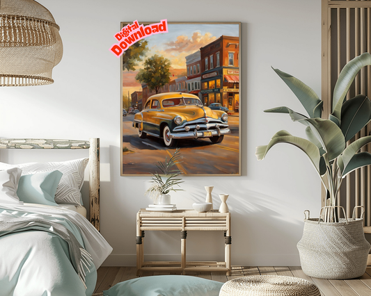 AquilVision Nostalgic Oil Painting of Main Street Digital Art