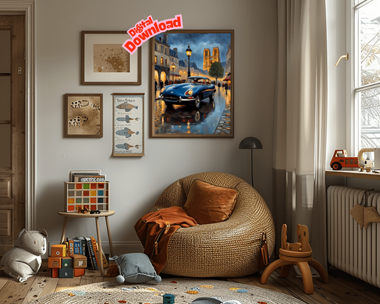 AquilVision Rainy Paris Evening Artwork Digital Print - AquilVision