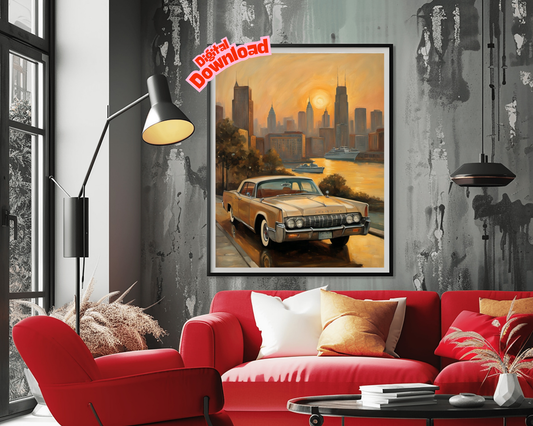AquilVision Sunset Skyline Oil Painting Print Digital Art AquilVision