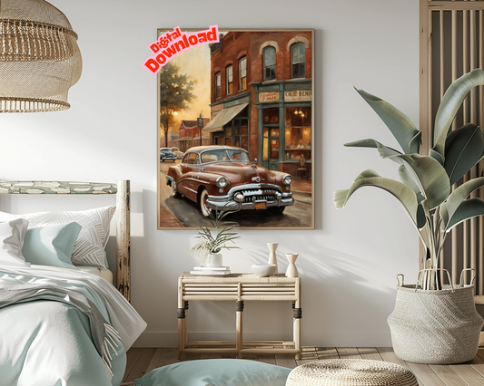 AquilVision 1950s Retro Car Wall Art Digital Print