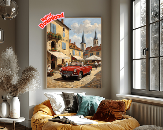 AquilVision Digital Vintage Bustling Market Scene Painting AquilVision