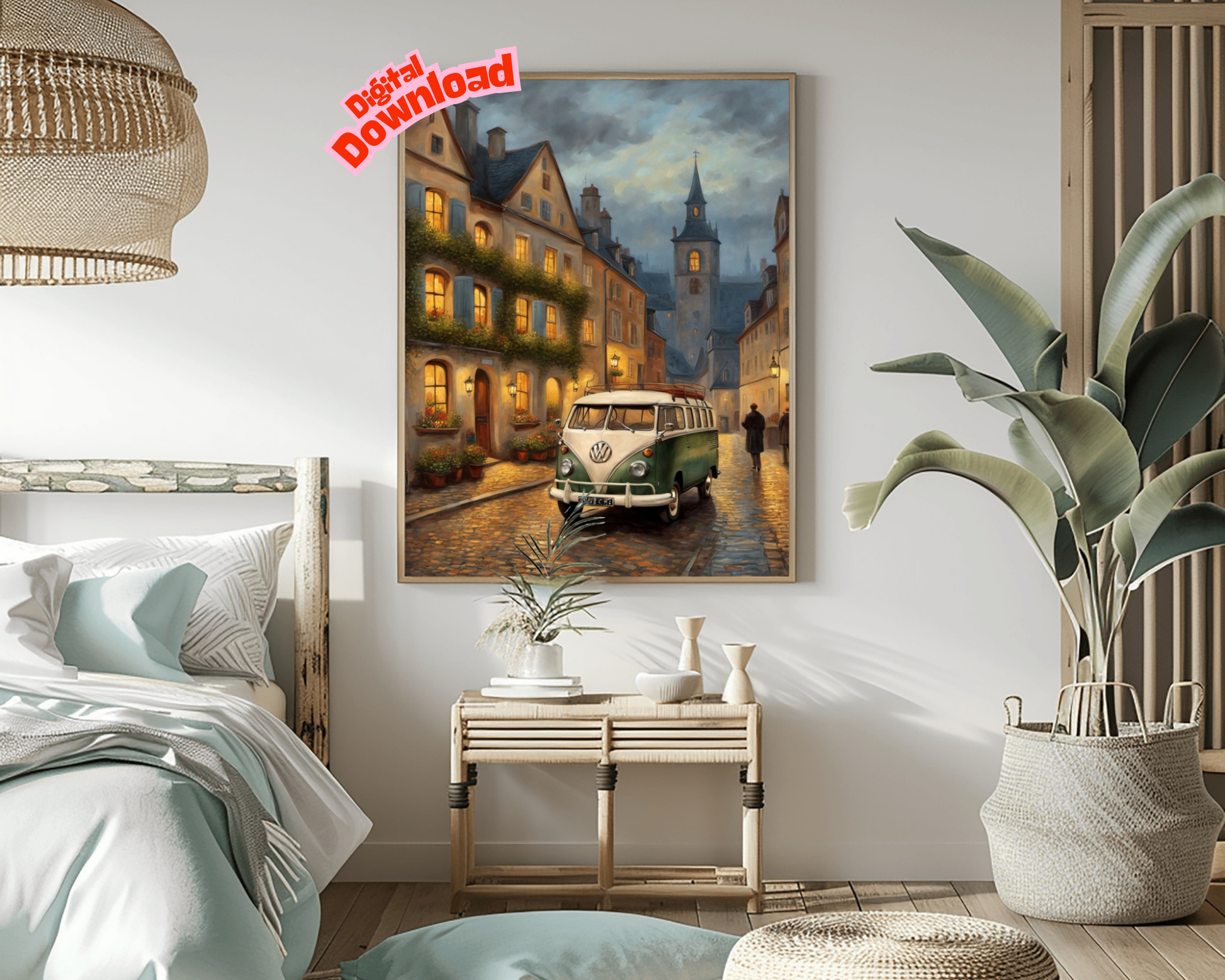 AquilVision Vintage Van Oil Painting Digital Art Print - AquilVision
