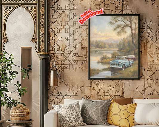 AquilVision 1950s Lakeside Painting Digital Download