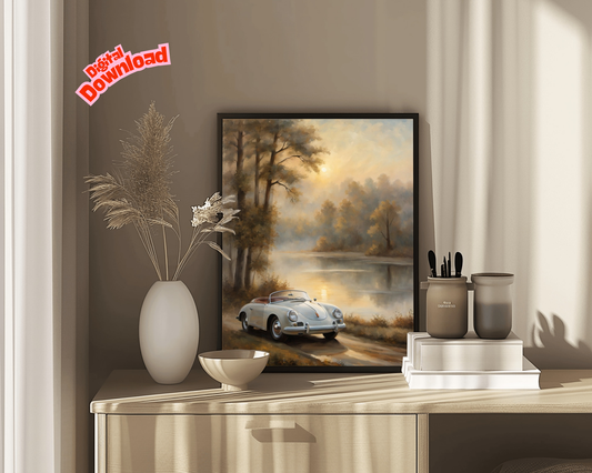 AquilVision Vintage Lakeside Artwork Digital Print