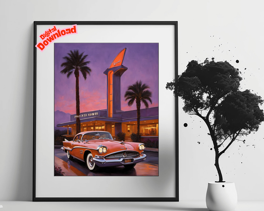 AquilVision Neon Hotel Entrance Artwork Digital Print