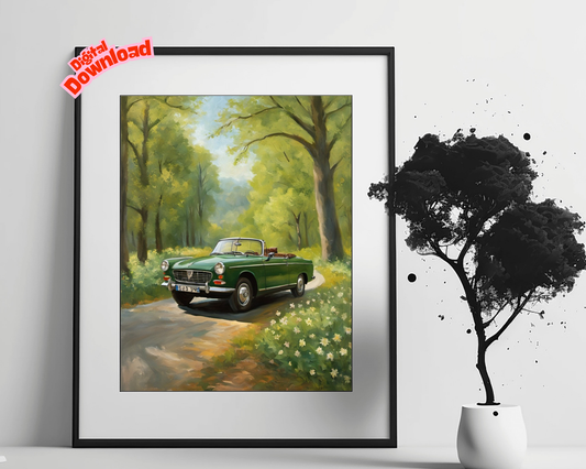 AquilVision Green Vintage Car Art Print, High-Res Digital Ready AquilVision