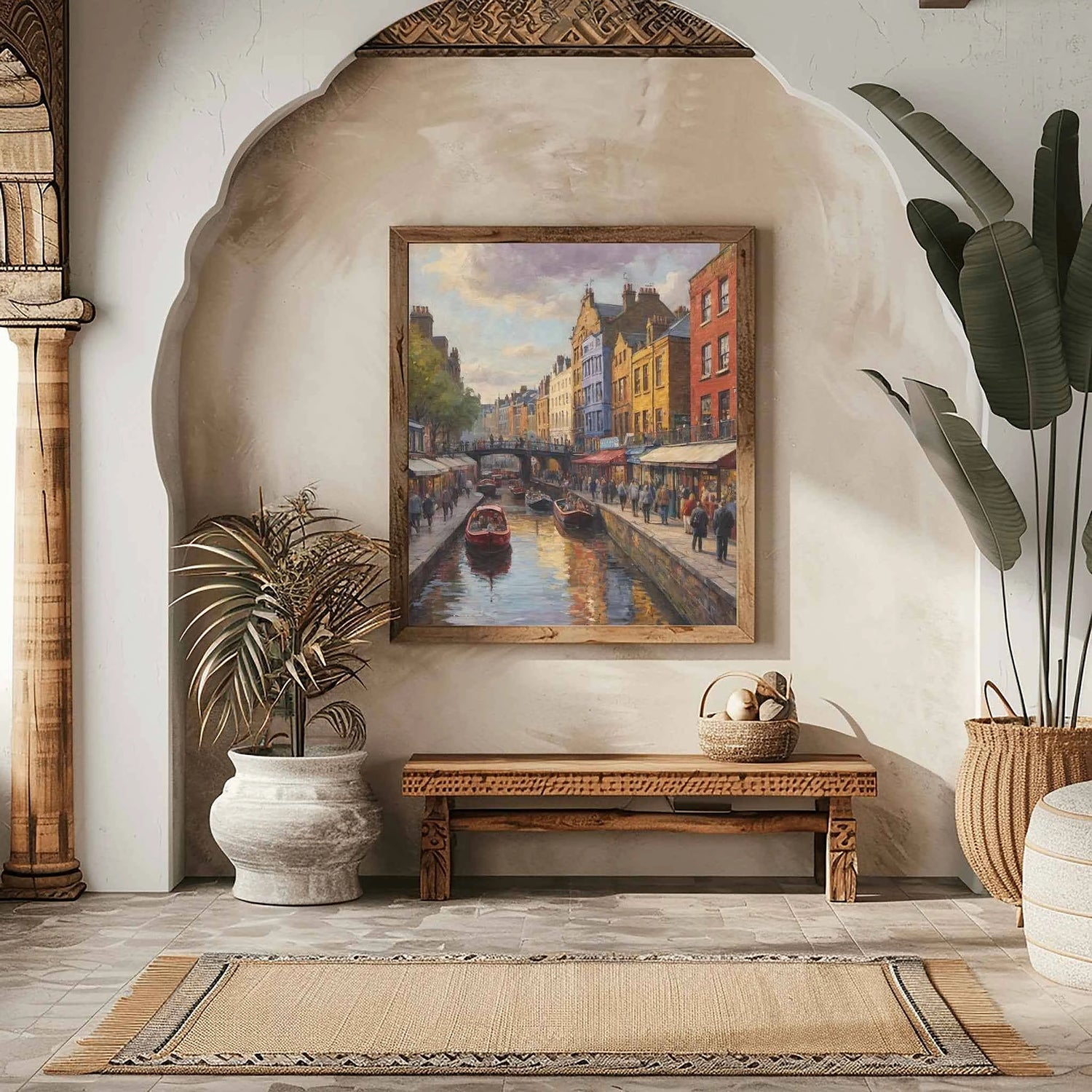 Camden Vibe: Historischer Kanal & Lebendiges Marktleben Ölgemälde