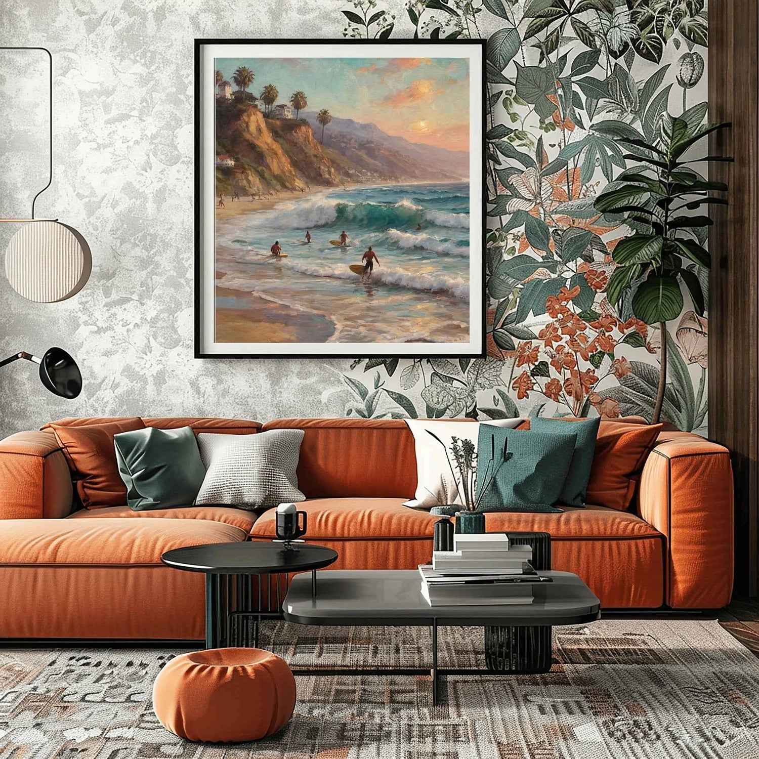 Malibu Surf Sunset: Iconic California Beach & Pacific Ocean Oil Painting