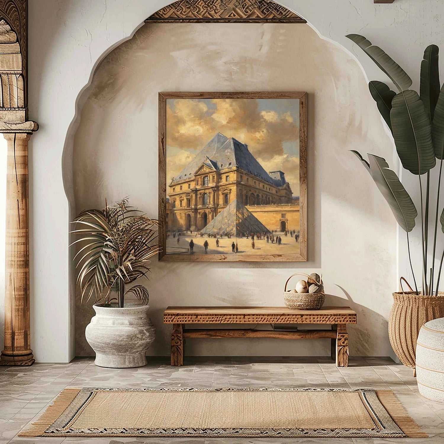 Louvre-Erbe: Moderne Pyramide & Klassische Französische Palastarchitektur Ölgemälde