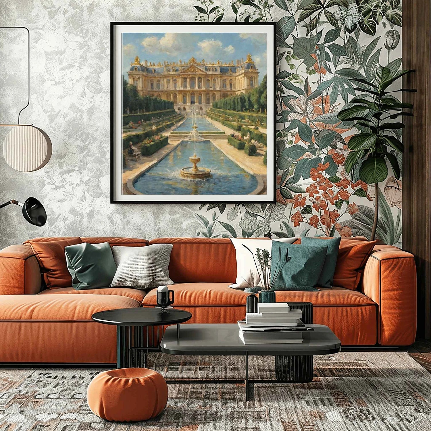 Königliche Pracht: Gärten des Schlosses Versailles & Ölmalerei Goldener Palast