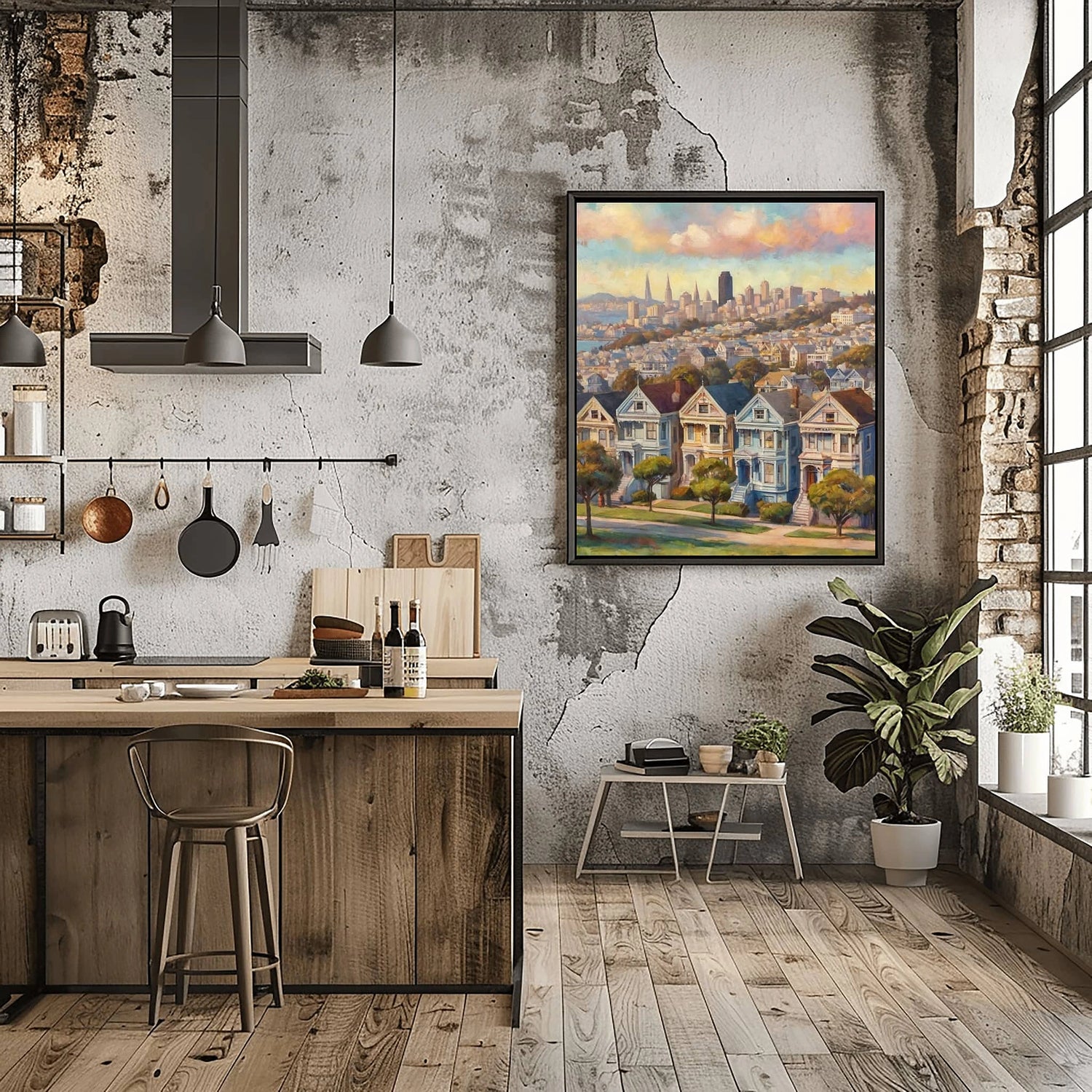 Painted Ladies Poster Leinwandkunst – San Francisco Kollektion