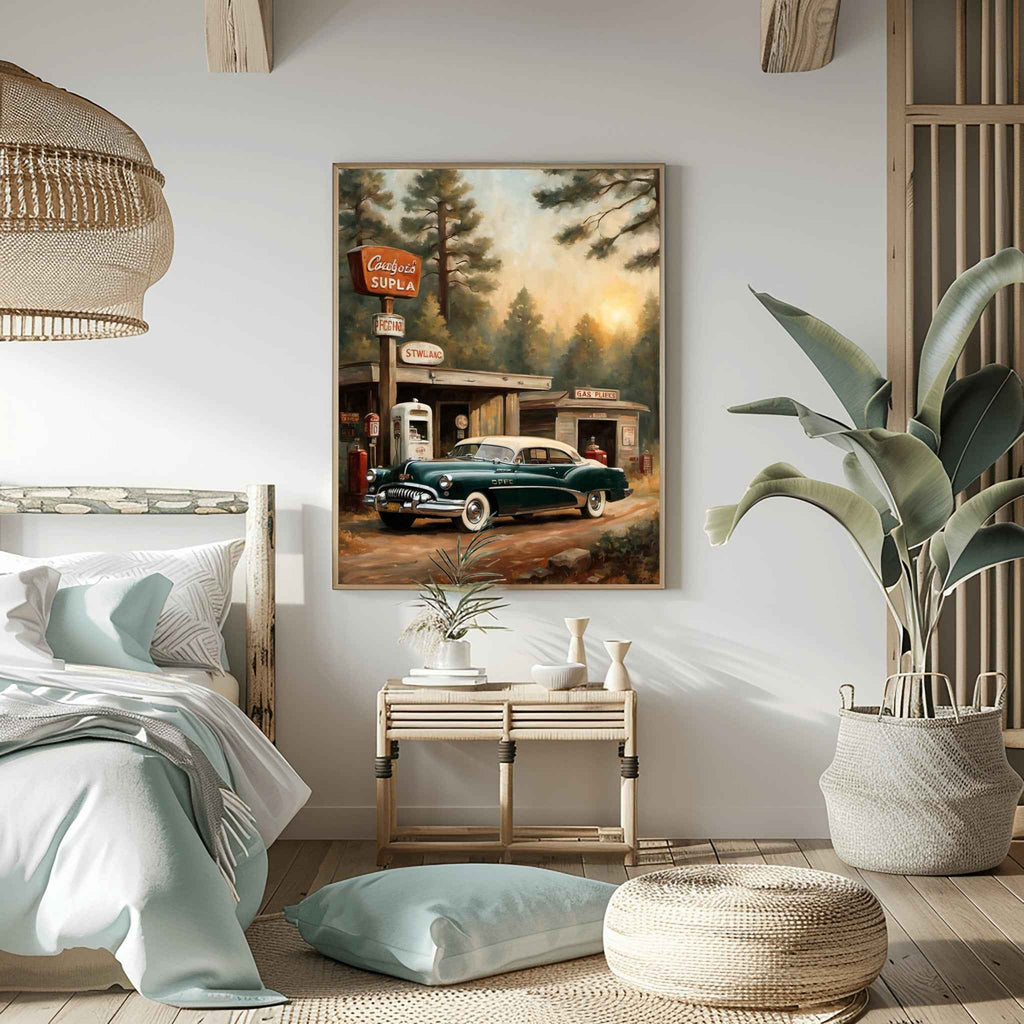 1950 American Riviera Dream - Vintage Gas Station Edition | Poster - Canvas - Framed Canvas