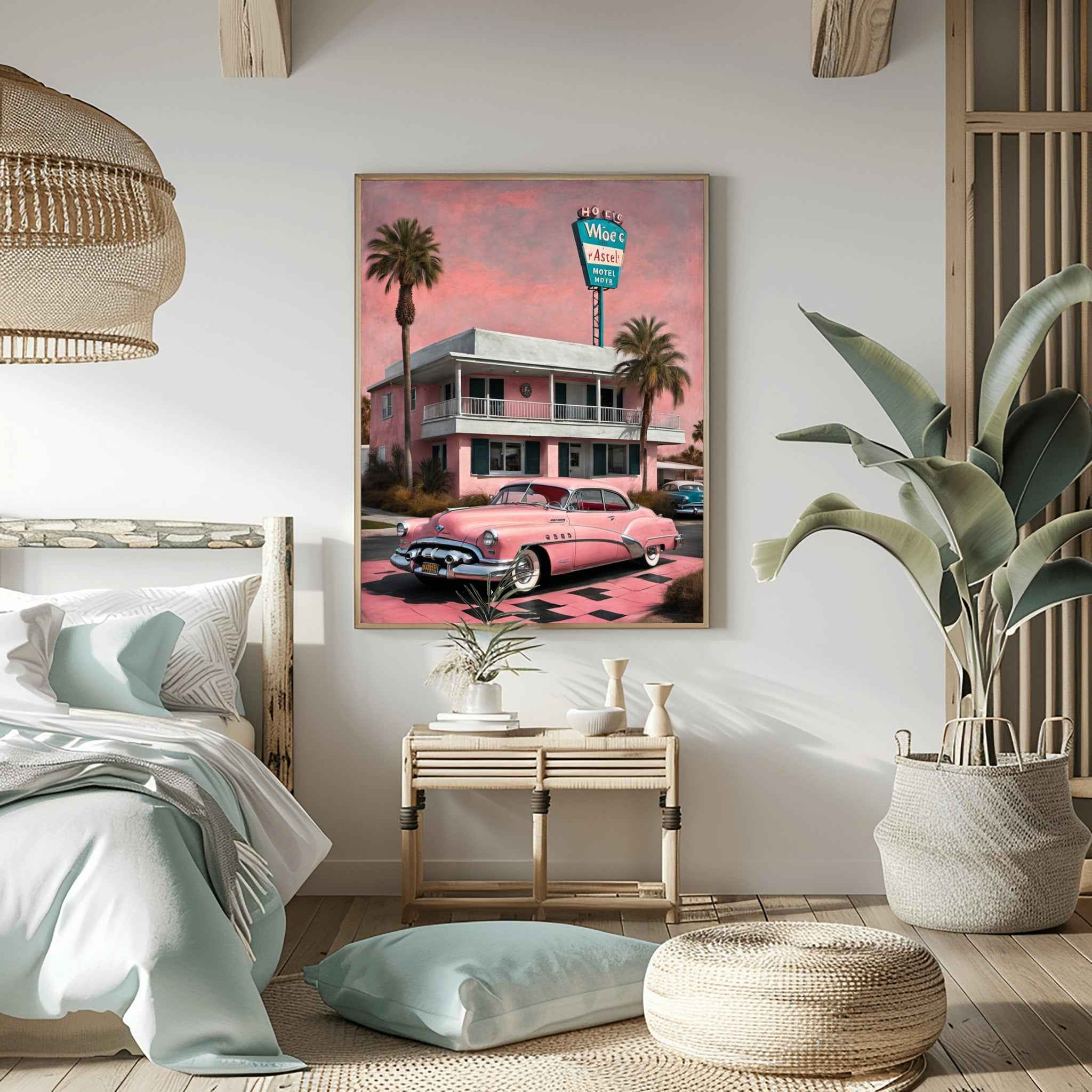 1950 American Riviera Dream - Vintage Motel Edition | Poster - Canvas - Framed Canvas