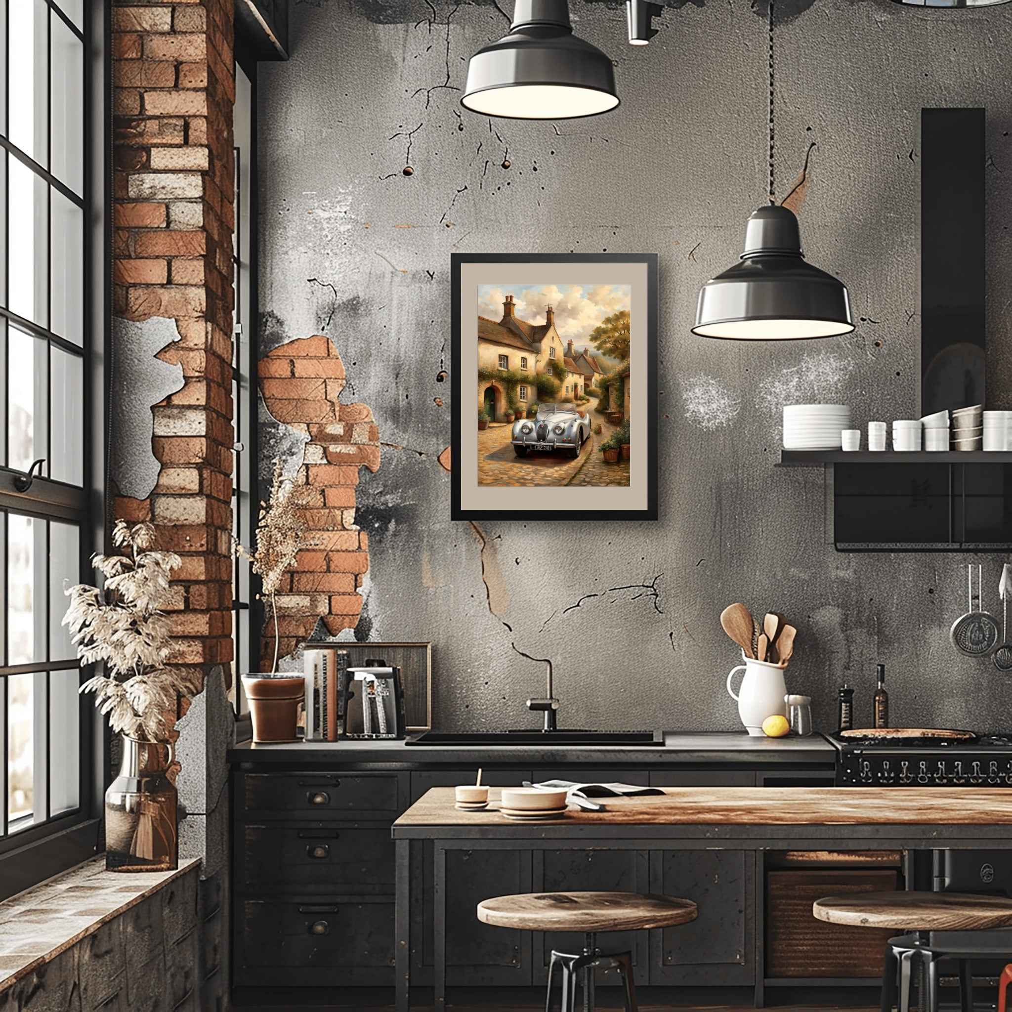 1950 British Racing Roadster - British Village Edition | Poster - Canvas - Framed Canvas