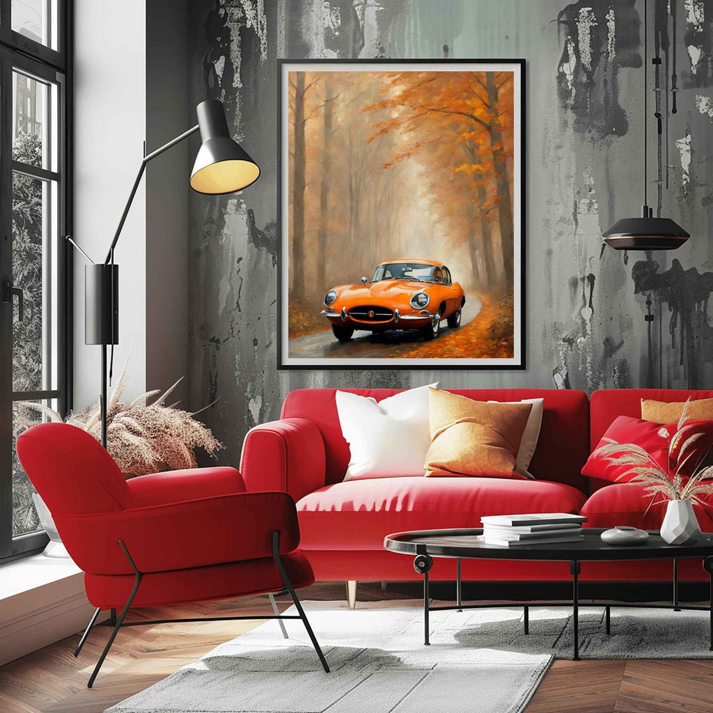 1961 E-Type Racing Beauty - Autumn Edition | Poster Canvas - AquilVision