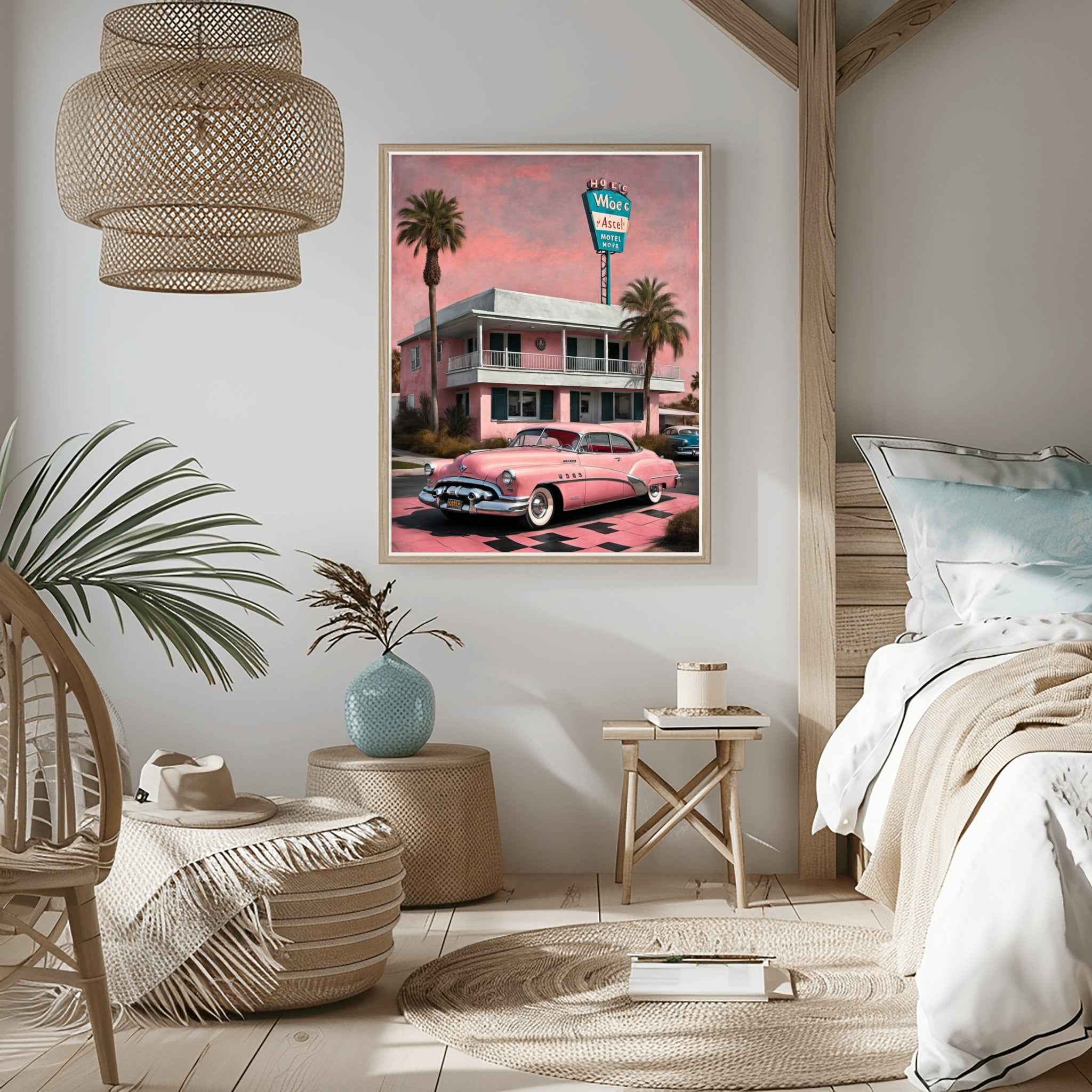 1950 American Riviera Dream - Vintage Motel Edition | Poster - Canvas - Framed Canvas