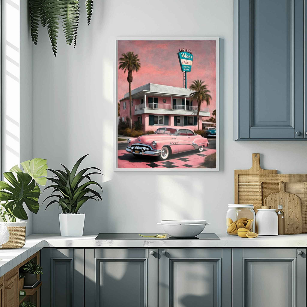 1950 American Riviera Dream - Vintage Motel Edition | Poster - Canvas - Framed Canvas