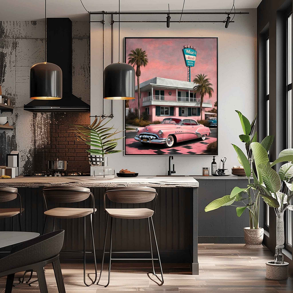 1950 American Riviera Dream - Vintage Motel Edition | Poster - Canvas - Framed Canvas