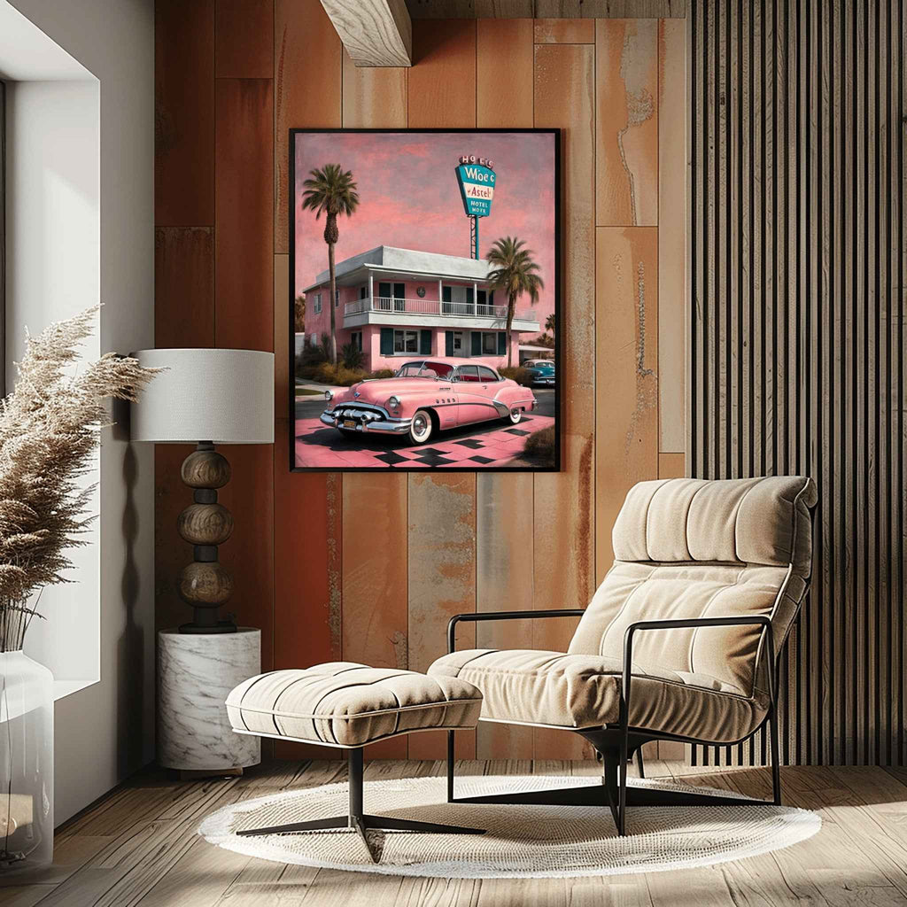 1950 American Riviera Dream - Vintage Motel Edition | Poster - Canvas - Framed Canvas