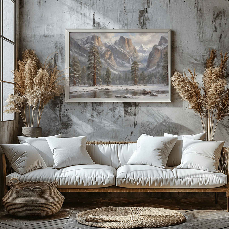 Winter Scene Poster Canvas Yosemite National Park Collection