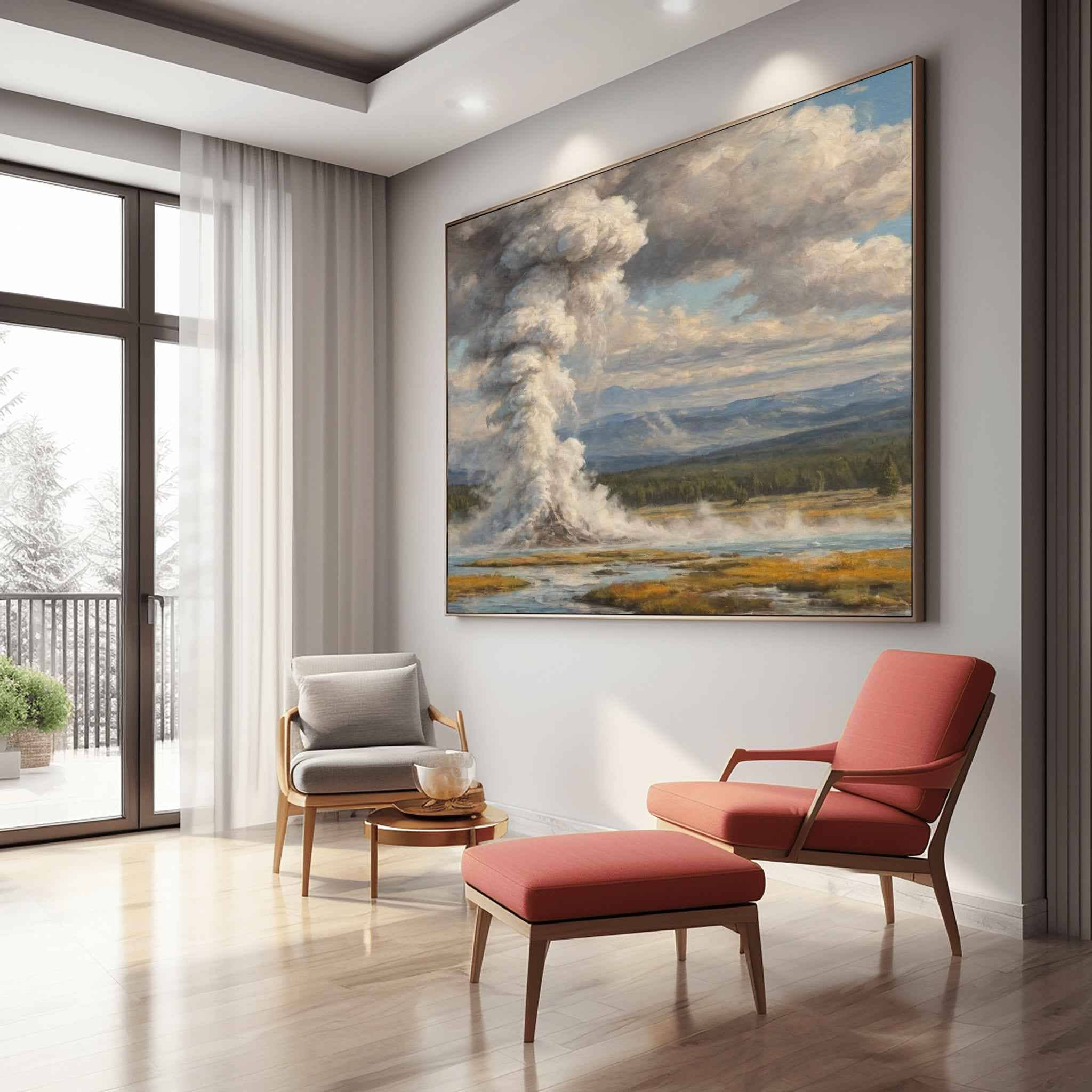 Old Faithful Eruption Poster Canvas Yellowstone National Park Collection