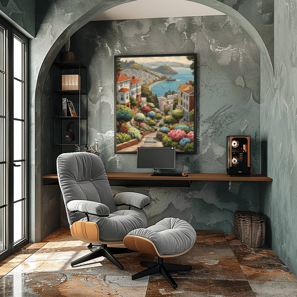 Lombard Street Poster Canvas Artwork - San Francisco Collection