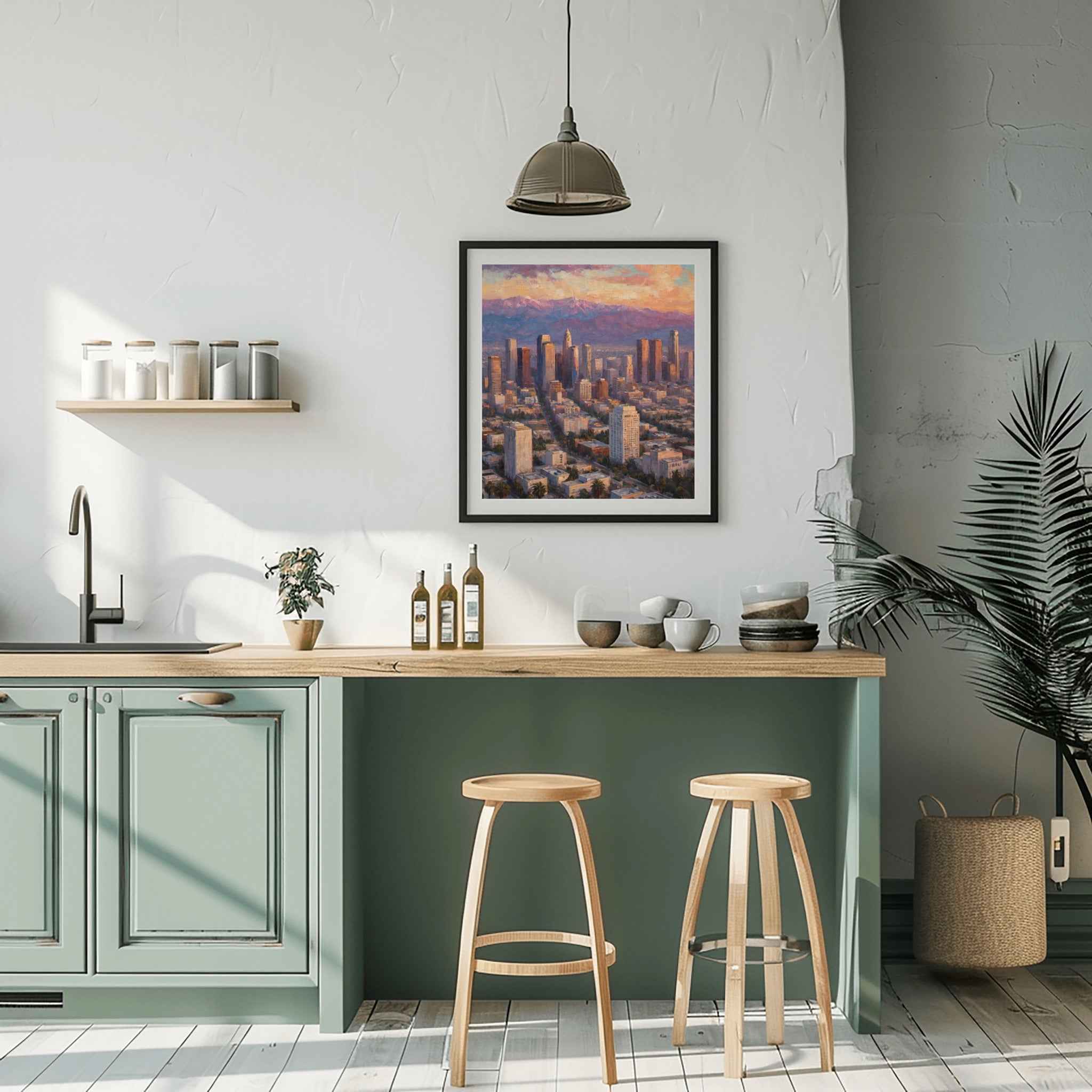 Downtown Poster Canvas Artwork - Los Angeles Collection