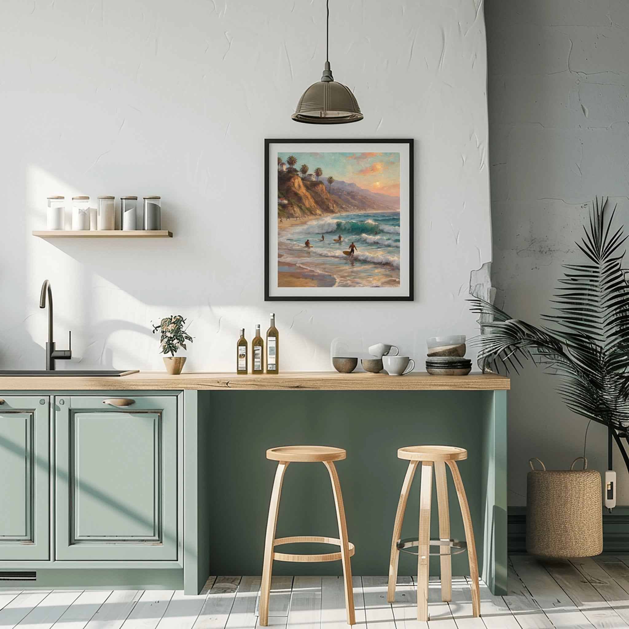 Malibu Beach Poster Canvas Artwork - Los Angeles Collection