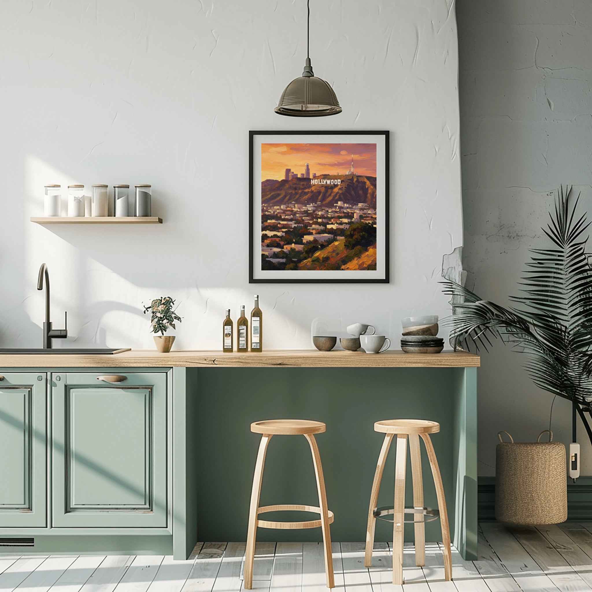 Hollywood Sign Poster Canvas Artwork - Los Angeles Collection