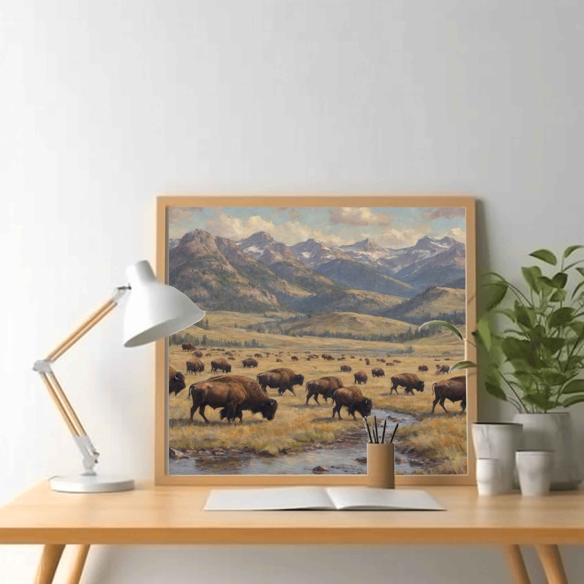 Bison Herd Poster Canvas Yellowstone National Park Collection