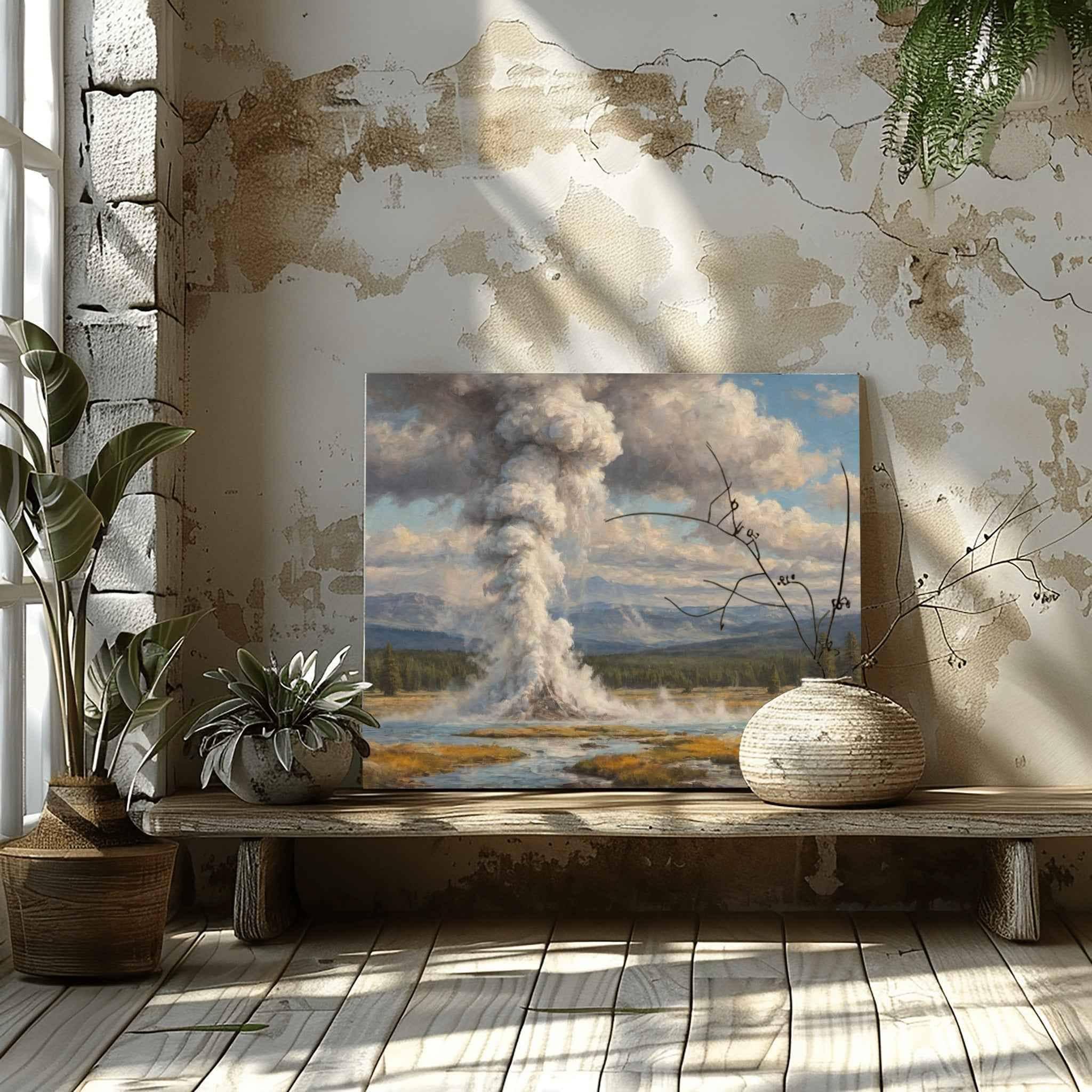 Old Faithful Eruption Poster Canvas Yellowstone National Park Collection