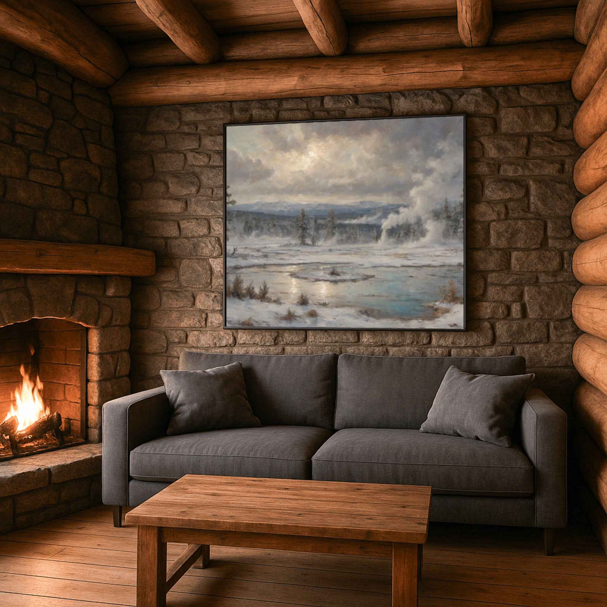 Geyser Basin Poster Canvas Yellowstone National Park Collection
