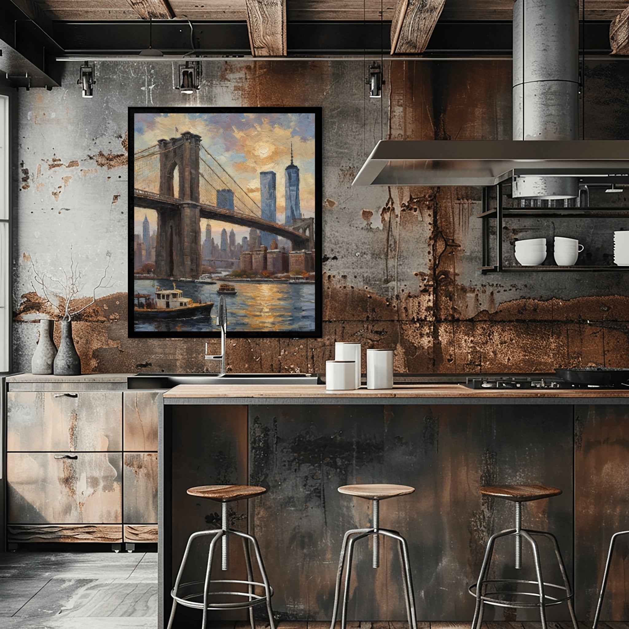 Brooklyn Bridge Poster Canvas Artwork - New York Collection