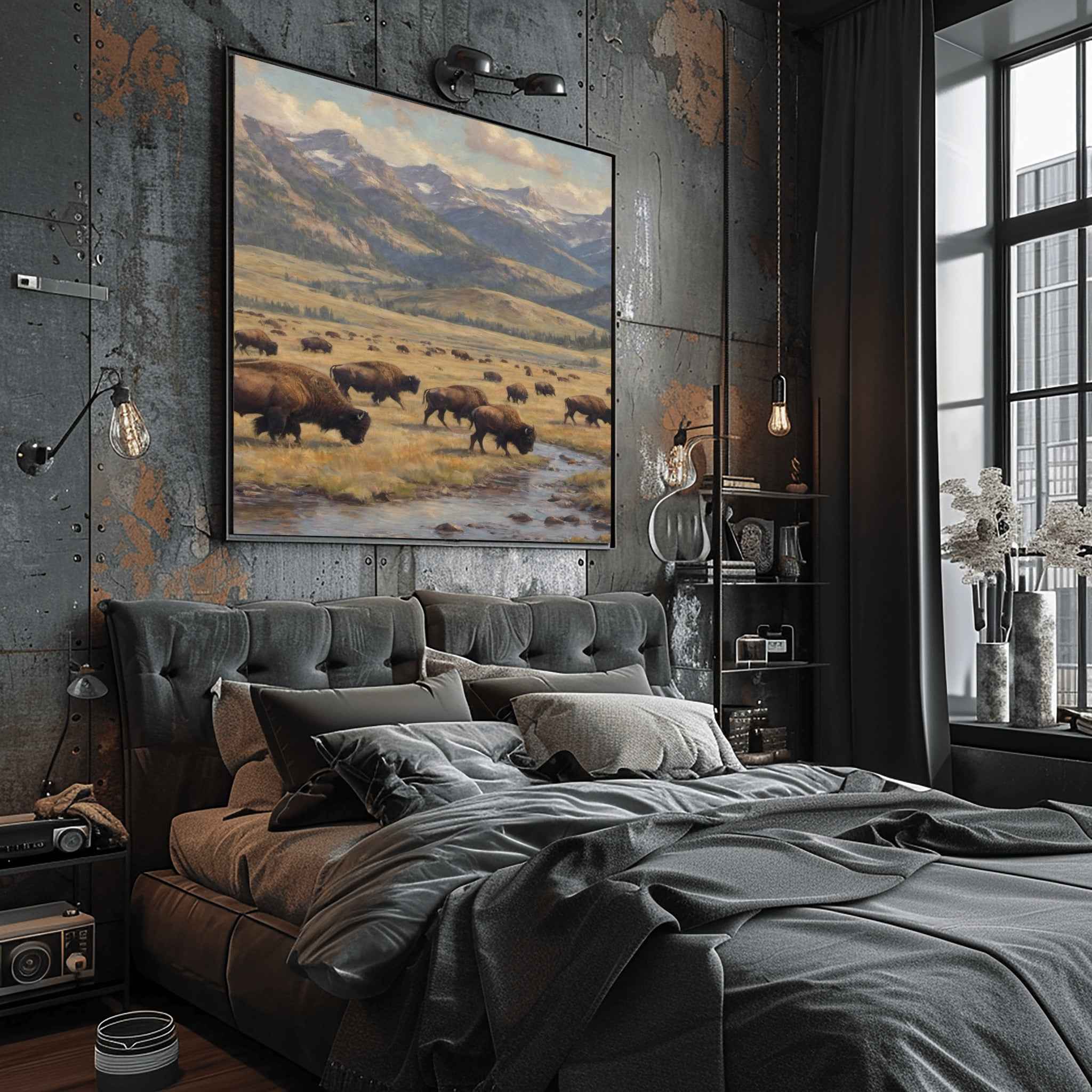 Bison Herd Poster Canvas Yellowstone National Park Collection