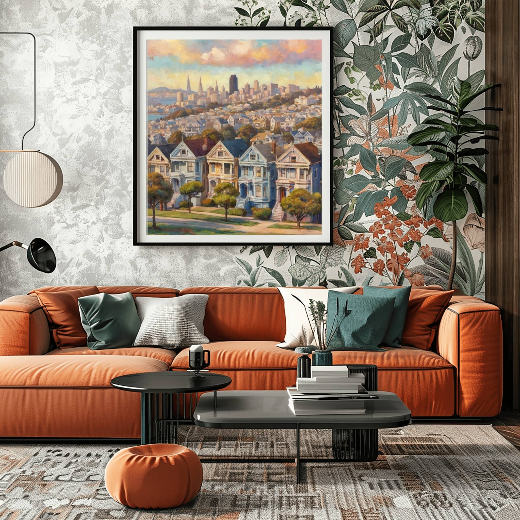 Painted Ladies Poster Canvas Artwork - San Francisco Collection