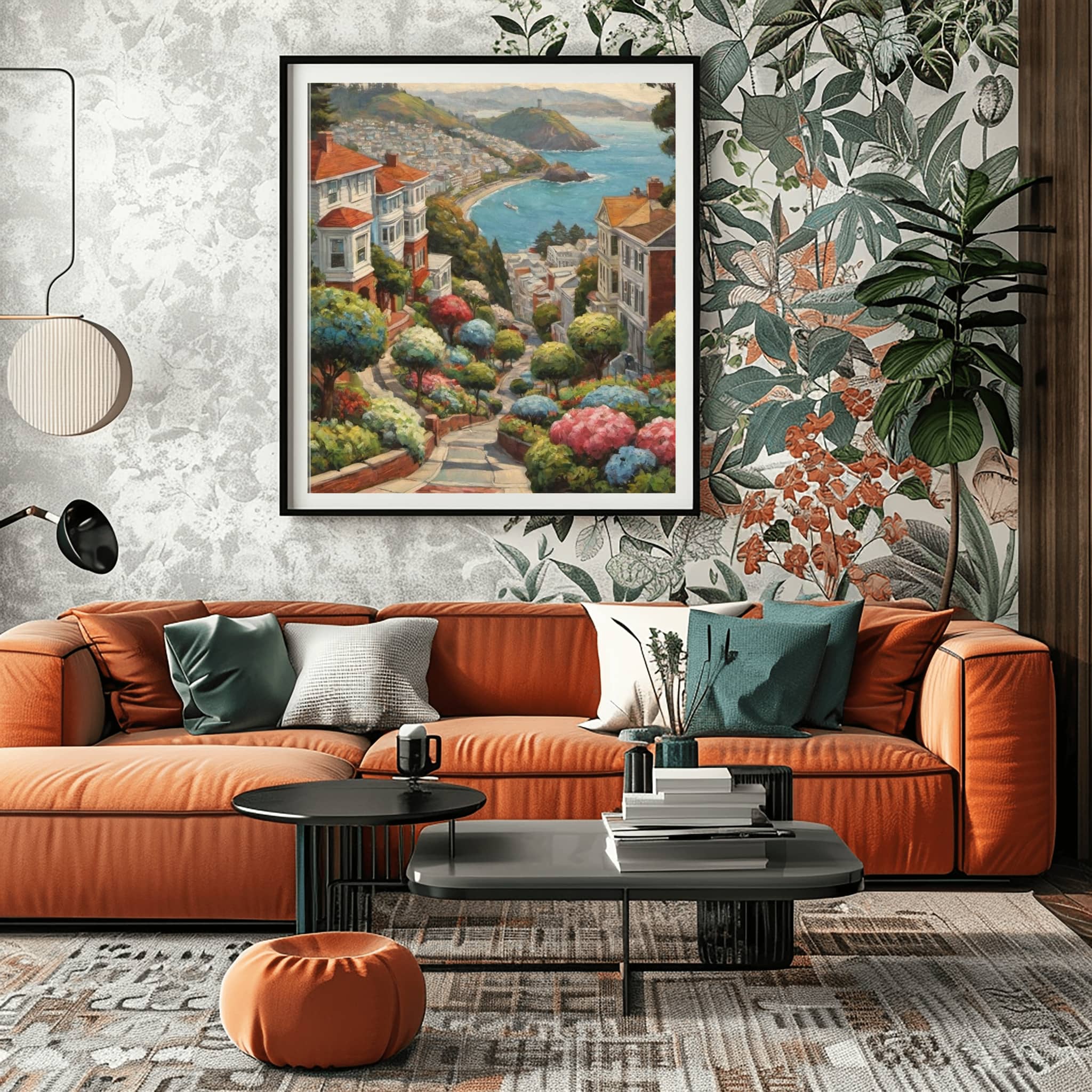 Lombard Street Poster Canvas Artwork - San Francisco Collection