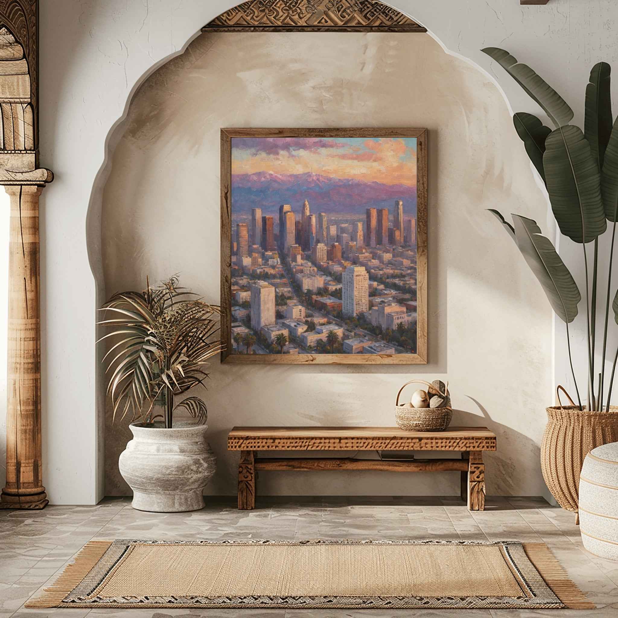 Downtown Poster Canvas Artwork - Los Angeles Collection