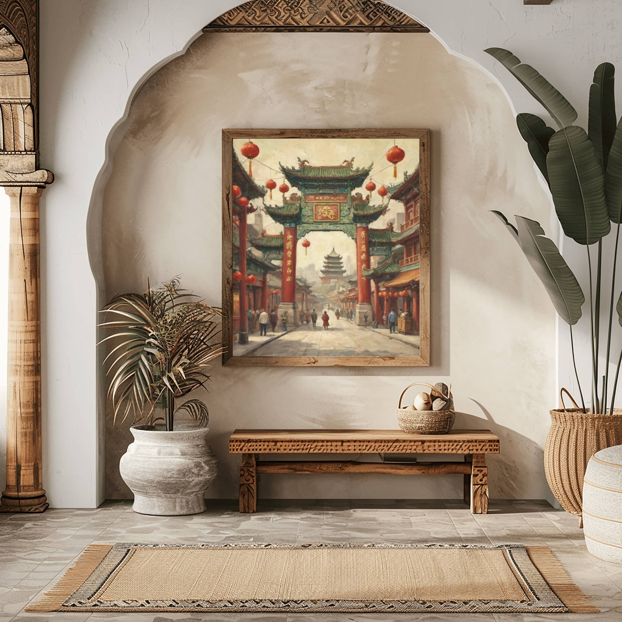 Dragon Gate Poster Canvas Artwork - San Francisco Collection