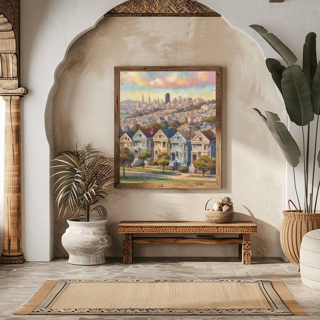 Painted Ladies Poster Canvas Artwork - San Francisco Collection