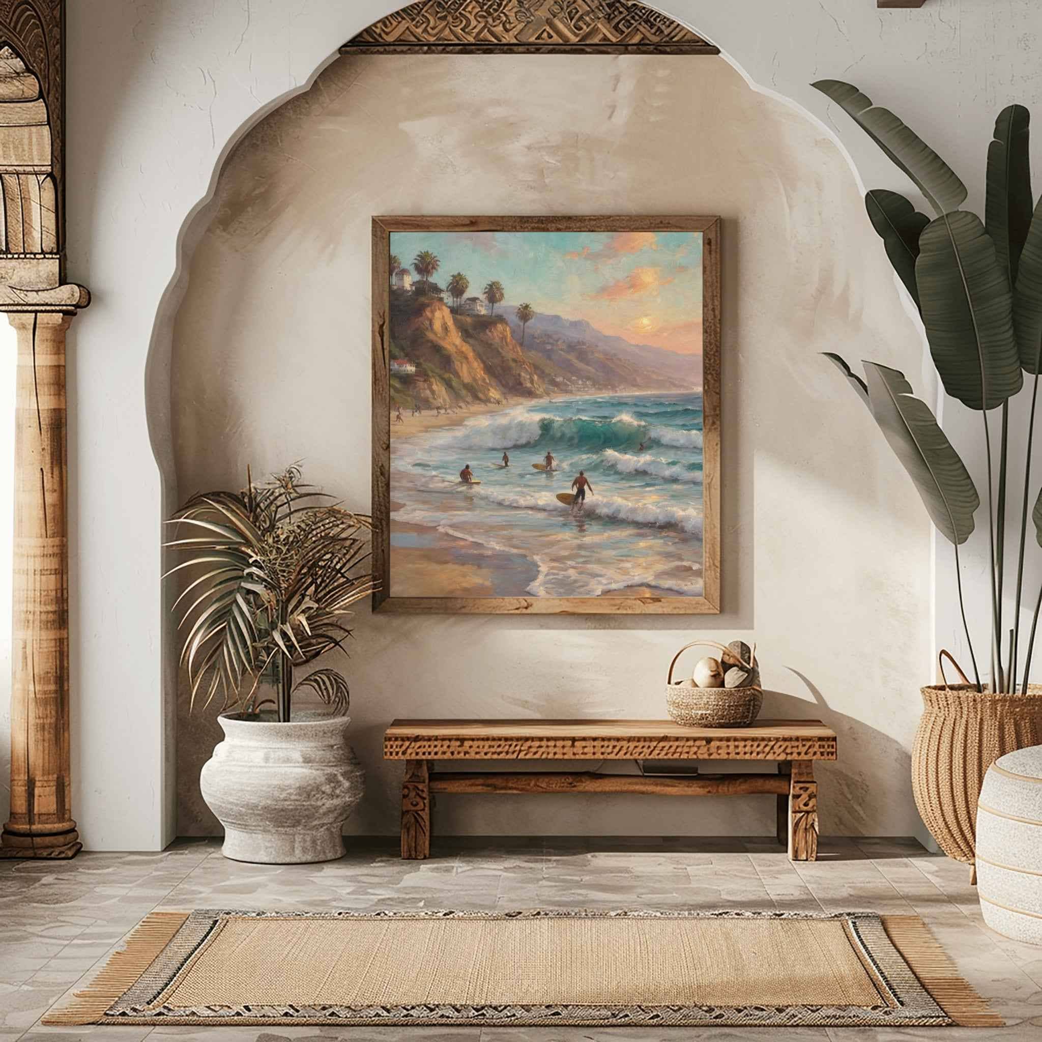 Malibu Beach Poster Canvas Artwork - Los Angeles Collection