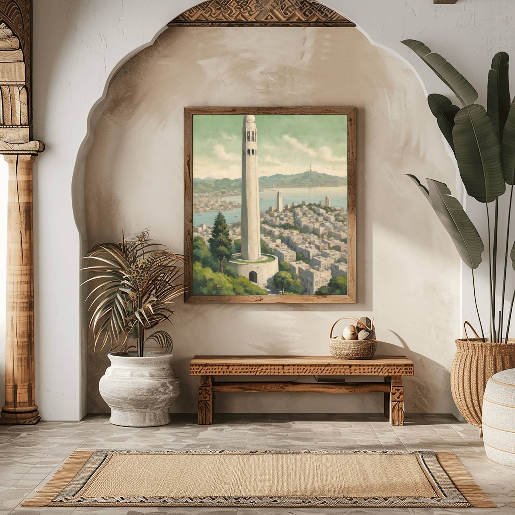 Coit Tower Poster Canvas Artwork - San Francisco Collection