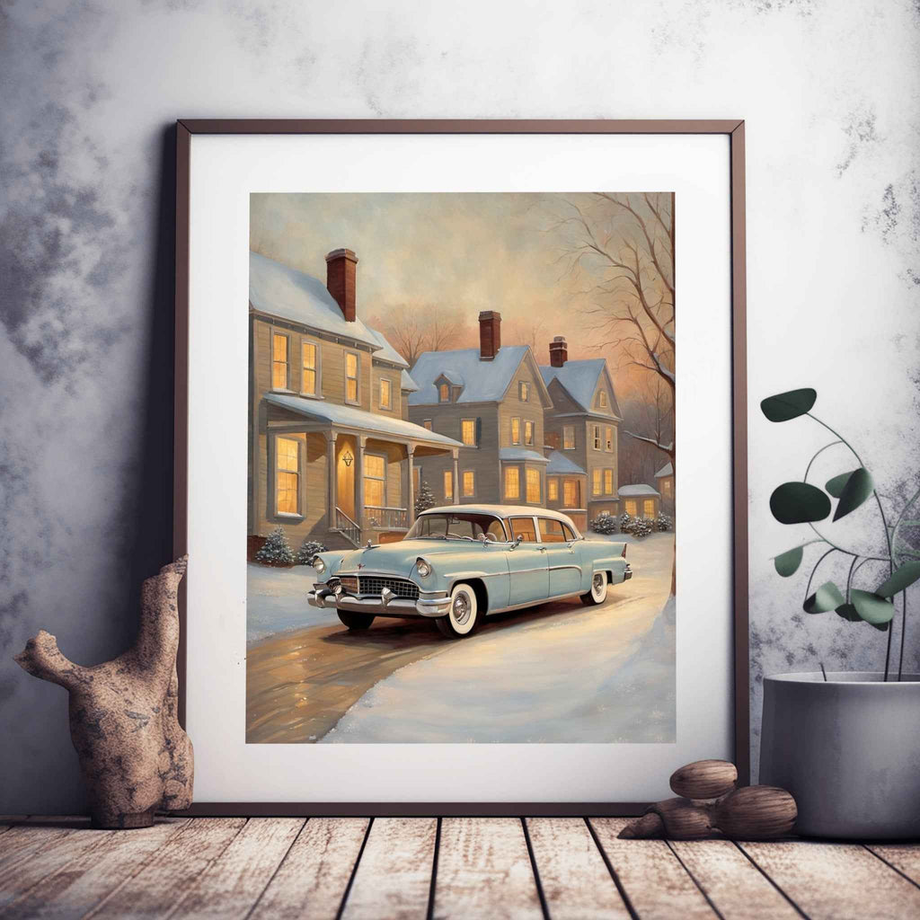 1956 American Formal Luxury Sedan - Winter Edition | Poster Canvas - AquilVision