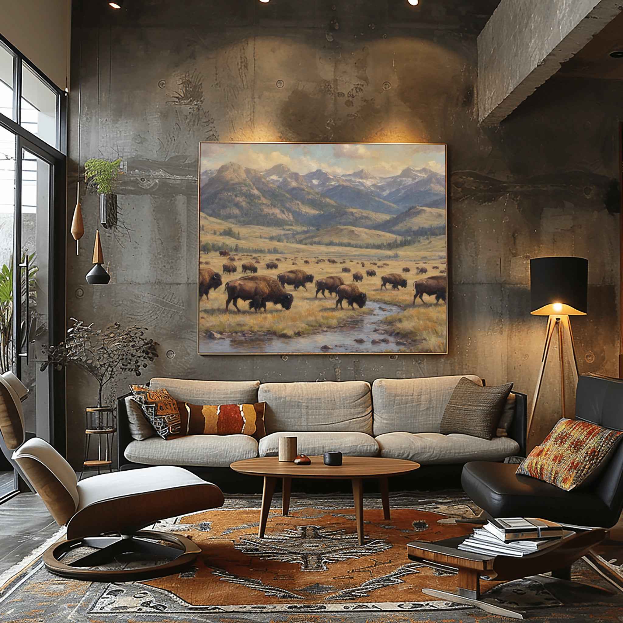 Bison Herd Poster Canvas Yellowstone National Park Collection