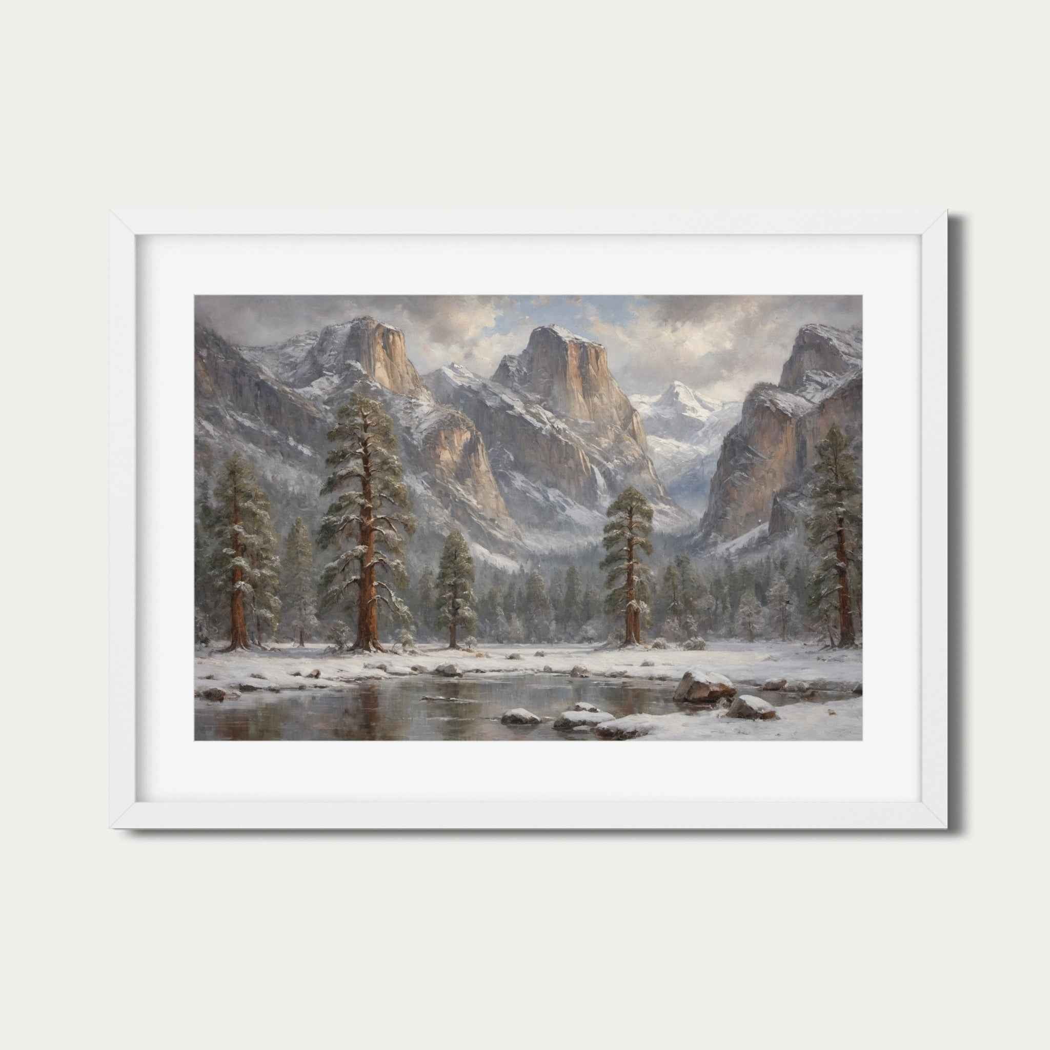 Winter Scene Poster Canvas Yosemite National Park Collection