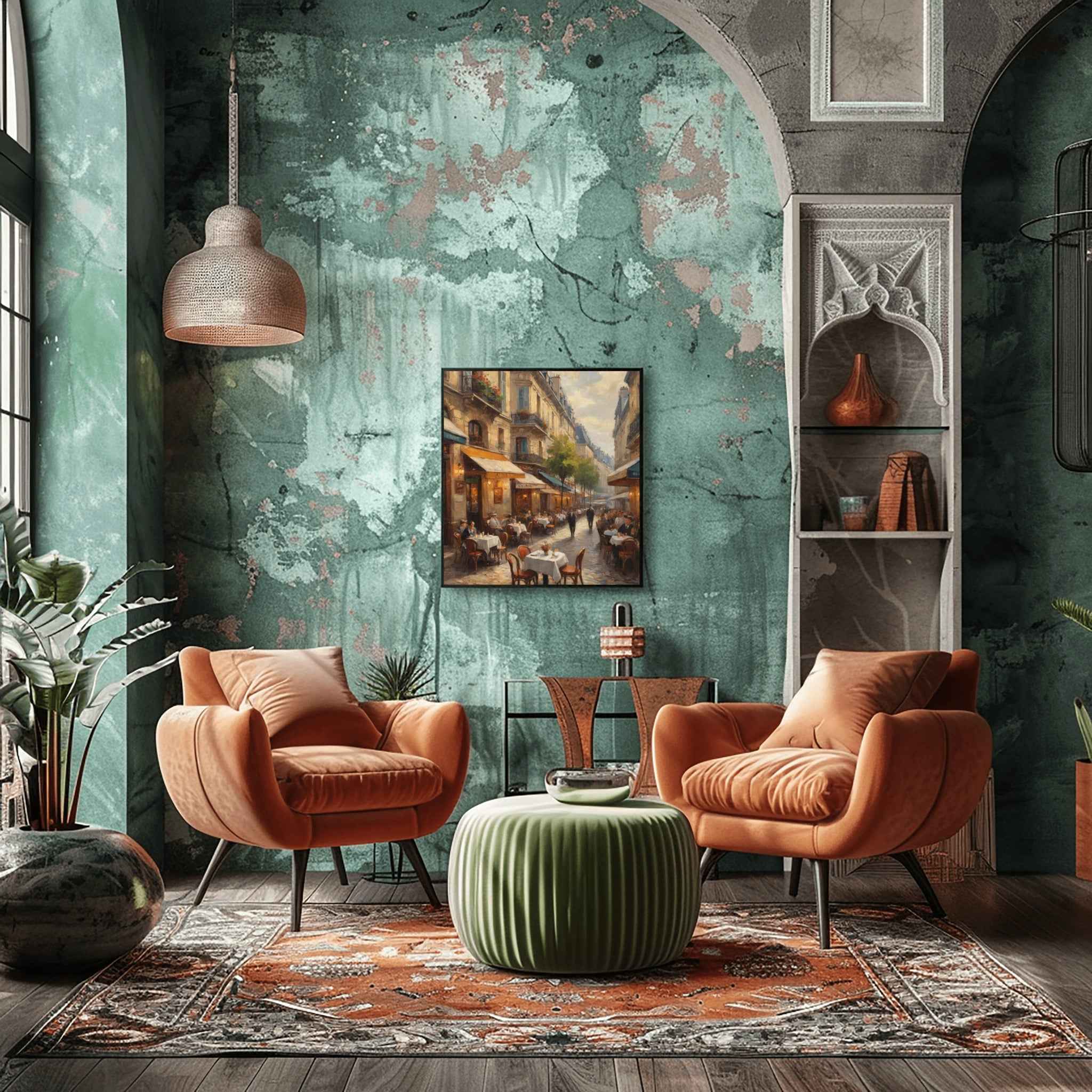 Cafe Street Poster Canvas Artwork - Paris Collection