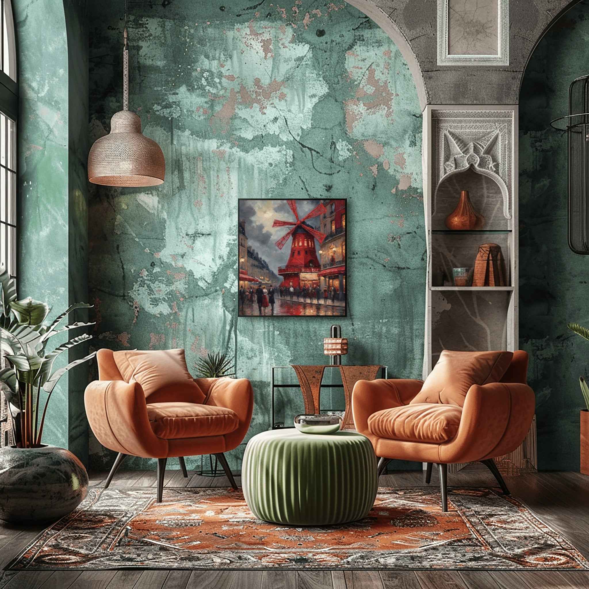 Montmartre Windmill Poster Canvas Artwork - Paris Collection