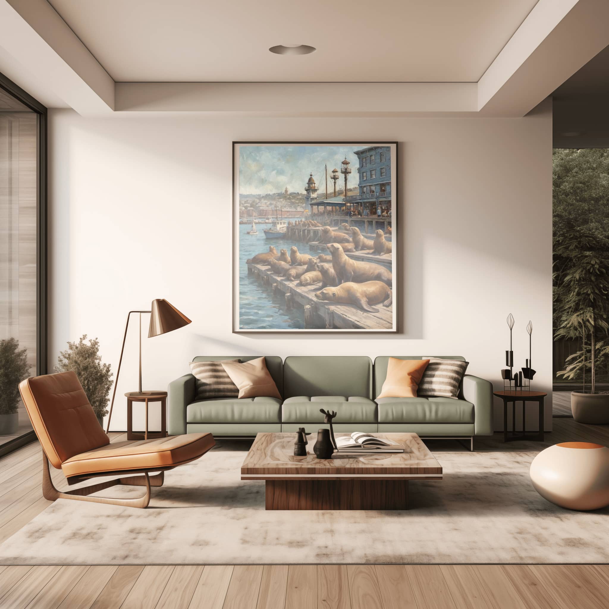 Fisherman's Wharf Sea Lions Poster Canvas Artwork - San Francisco Collection